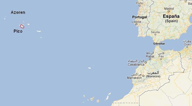 map azoren pico atlantische oceaan