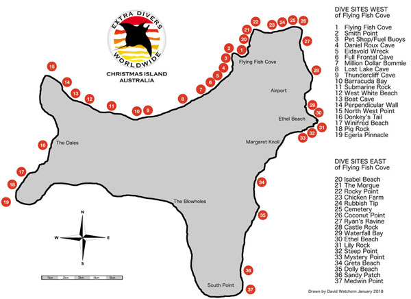 dive sites christmas island australia